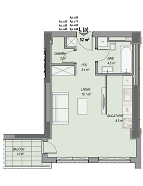 Apartament tip L_Residence5 Pipera Apartments_exclusiv Click4home_studio